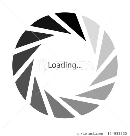 Vector illustration of a loading mark like a monochrome gradient shutter lens 134935260