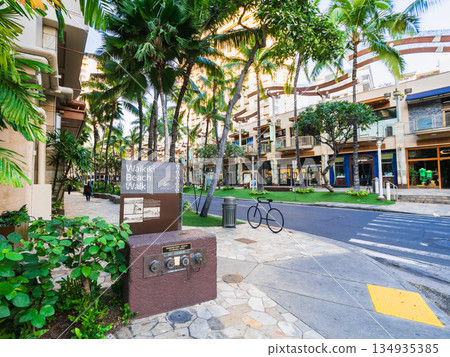 Hawaii Waikiki Beach Walk morning view 134935385
