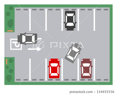 Convenient parking lot for parking your car. Plan view of a coin parking lot. 134935556