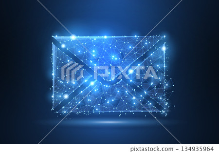 Message. Polygonal wireframe mesh with dots and stars. Mail, Letter, email or other concept illustration or background Message. Polygonal wireframe mesh with dots and stars. Mail, Letter, email or other concept illustration or background 134935964