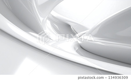 未來主義背景和壁紙抽象設計，以白色曲線為特色 134936309