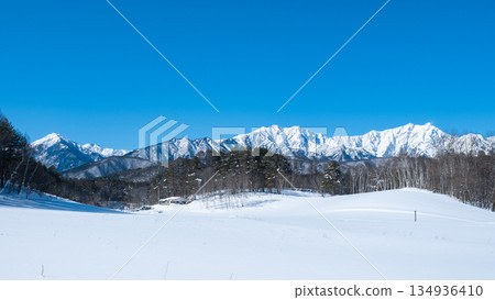 Nakayama Plateau Snow Trekking (View of the Northern Alps) Nakayama Plateau Snow Trekking (View of the Northern Alps) 134936410