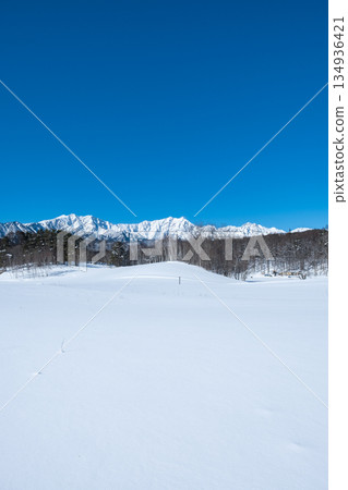 Nakayama Plateau Snow Trekking (View of the Northern Alps) 134936421