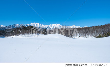 Nakayama Plateau Snow Trekking (View of the Northern Alps) 134936425