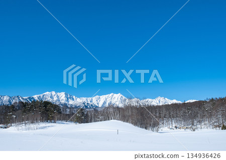 Nakayama Plateau Snow Trekking (View of the Northern Alps) 134936426