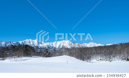 Nakayama Plateau Snow Trekking (View of the Northern Alps) Nakayama Plateau Snow Trekking (View of the Northern Alps) 134936427