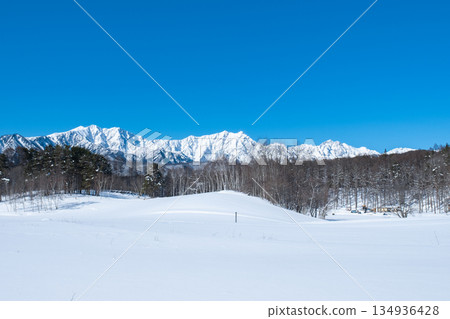 Nakayama Plateau Snow Trekking (View of the Northern Alps) 134936428
