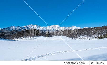 Nakayama Plateau Snow Trekking (View of the Northern Alps) 134936457