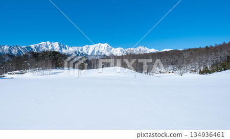 Nakayama Plateau Snow Trekking (View of the Northern Alps) 134936461