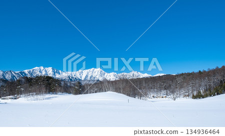 Nakayama Plateau Snow Trekking (View of the Northern Alps) 134936464