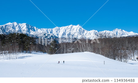 Nakayama Plateau Snow Trekking (View of the Northern Alps) 134936488