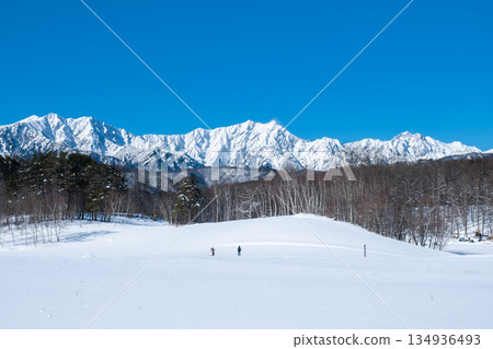 Nakayama Plateau Snow Trekking (View of the Northern Alps) 134936493