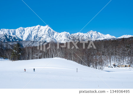 Nakayama Plateau Snow Trekking (View of the Northern Alps) 134936495