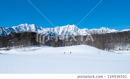 Nakayama Plateau Snow Trekking (View of the Northern Alps) 134936501