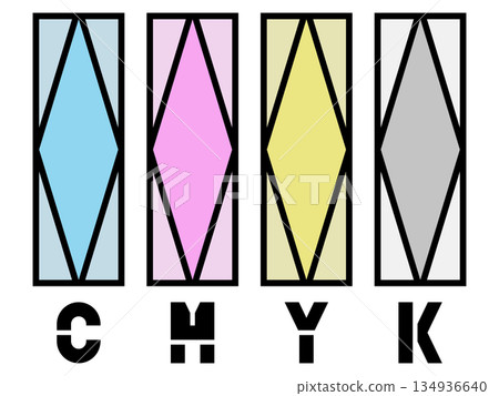 用於印刷的四分色 標籤 圖標 134936640
