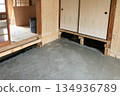 Pouring concrete floor on top of wire mesh 134936789