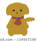 坐著的小狗的毛絨玩具插圖 134937190