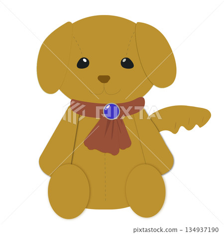 坐著的小狗的毛絨玩具插圖 134937190