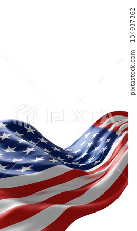 USA or American flag isolated on white background  with copy space 3D render 134937362