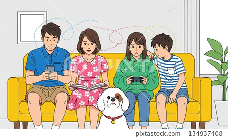 一家人在客廳享受美好的時光 一家人在客廳享受美好的時光 134937408