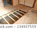 Laying floorboards on joists 134937559