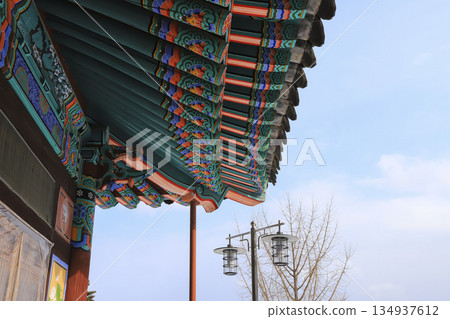 The beautiful Dancheong of Samhwasa temple. Gangwon-do, South Korea. 134937612