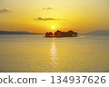 Sunset over Lake Shinji seen from Matsue City 134937626