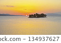 Sunset over Lake Shinji seen from Matsue City 134937627