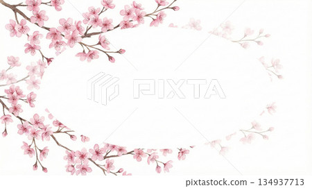 系列：植物藝術風格精緻櫻花橢圓形畫框 134937713