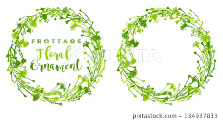 A frame of flowers and leaves cut out using frottage A frame of flowers and leaves cut out using frottage 134937813