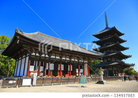 [奈良縣]晴天的興福寺（東金殿和五層塔） 134937883