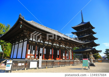 [奈良縣]晴天的興福寺（東金殿和五層塔） 134937884
