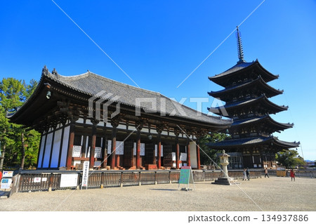[奈良縣]晴天的興福寺（東金殿和五層塔） 134937886