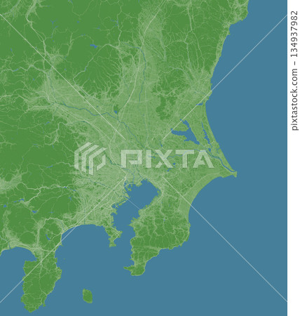 Satellite photo style illustration of the Kanto region of Japan 134937982