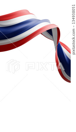 Thailand flag flying isolated on white background with copy space 3D render 134938051