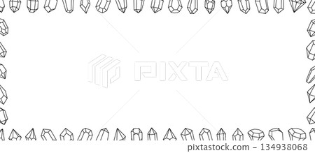 Crystals horizontal outline banner. Precious stones and diamonds. Gemstones, amethyst, ruby, sapphire, emerald, topaz and quartz. Vector illustration Crystals horizontal outline banner. Precious stones and diamonds. Gemstones, amethyst, ruby, sapphire, emerald, topaz and quartz. Vector illustration 134938068