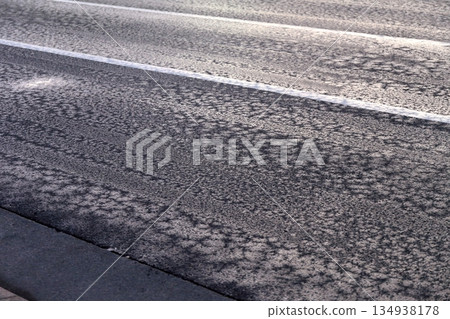 Frozen road surface Frozen road surface 134938178