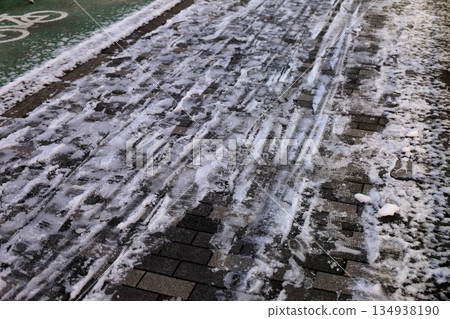 Frozen road surface Frozen road surface 134938190
