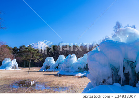 [Mt. Fuji material] Rime trees and scenery at the Lake Saiko Ice Festival [Yamanashi Prefecture] 134938307