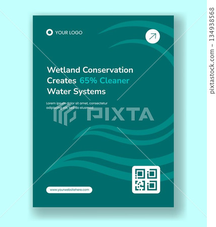 Vertical Poster Illustration for World Wetlands Day in Flat Cartoon Hand Drawn Style 134938568