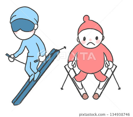 高級滑雪者和初級滑雪者 134938746