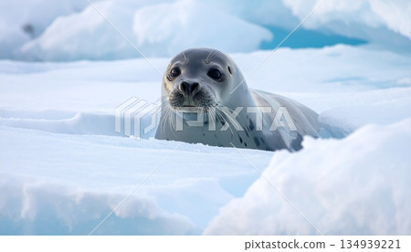 海豹從浮冰海探出頭來 2 134939221