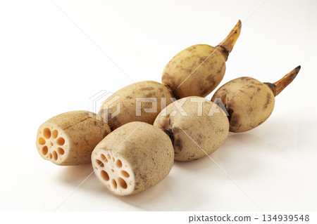 Lotus root on white background 134939548