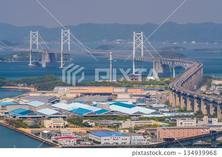 <香川縣> 俯瞰瀨戶大橋的城市景觀和青之山景色 134939968