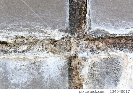 Close-up of efflorescence on entrance tile 134940017