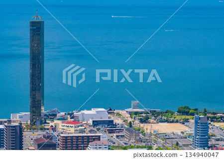 Tokyo: Cityscape overlooking the Seto Inland Sea and Aonoyama mountain view Tokyo: Cityscape overlooking the Seto Inland Sea and Aonoyama mountain view 134940047