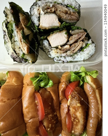 Pork cutlet rolls and pork cutlet burgers Pork cutlet rolls and pork cutlet burgers 134940049