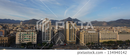 Panoramic aerial view of the city of Palermo, Sicily, Italy. 134940142