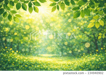 清新綠葉生態拼貼風格 134940902