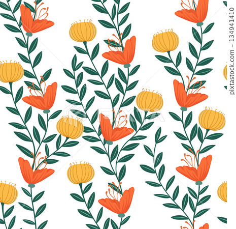 Wild Flower Pattern Floral Background Seamless 134941410
